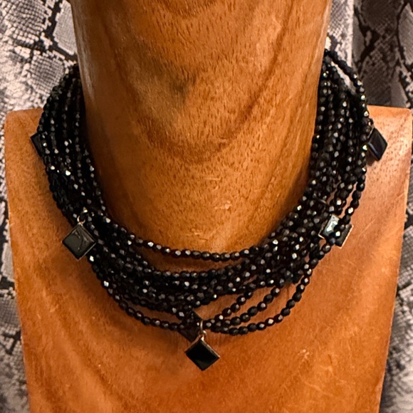 MIRIAM HASKELL Chic Black Multi-Strand Necklace